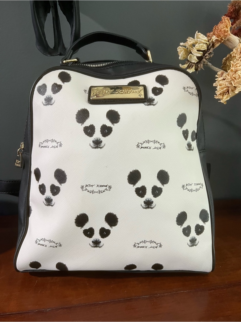 Betsey Johnson Panda Face Medium Backpack
